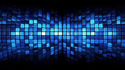 Poster - Abstract Blue Square Pattern with Glossy Lighting Effects