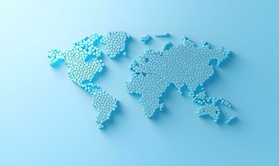 Poster - Global connectivity, vibrant blue world map, intricate lines symbolizing connections, representing international networks and communication.