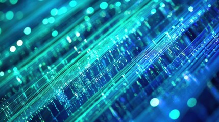 Poster - Abstract Blue and Green Light Trails Background for Technology Design