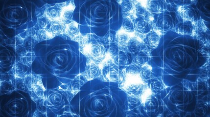 Poster - Blue Electric Rose Pattern with Abstract Light Effects