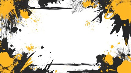Poster - Vibrant Abstract Background with Yellow and Black Paint Splashes