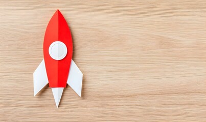 Poster - Rocket design, minimalistic layout, flat presentation, creative use of space, modern aesthetic, innovative concept, striking visual appeal