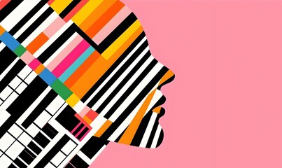 Poster - Melodic Harmony, a vibrant graphic design intertwining piano keys with musical notes, celebrating the beauty of music and creativity.