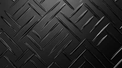 Poster - Black Metallic Textured Surface with Zigzag Pattern and Depth