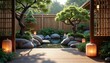 © Irina - Japanese-inspired courtyard with a Zen rock garden and koi pond in a tranquil retreat