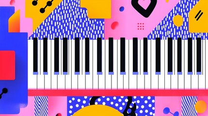 Poster - Vibrant Colorful Piano Chord Illustration, a dynamic visual representation showcasing the beauty and harmony of musical notes in vivid hues.