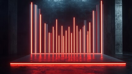Poster - futuristic neon light installation in a dark industrial space creating a vibrant atmosphere
