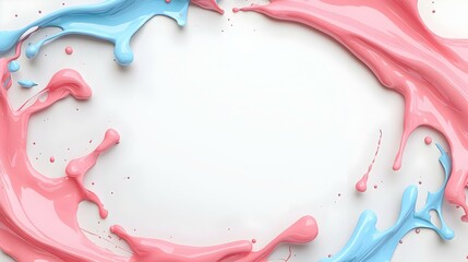 Poster - Colorful paint splashes encircle a blank canvas, creating a lively and dynamic frame that invites creativity and artistic expression.