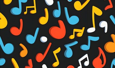 Poster - Dynamic music scene, black musical note circle frame, vibrant energy, rhythm and melody intertwine, artistic expression through sound