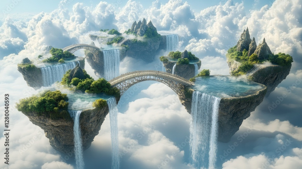 Enchanted Sky Islands: A Dreamlike Realm of Floating Isles, Cascading ...