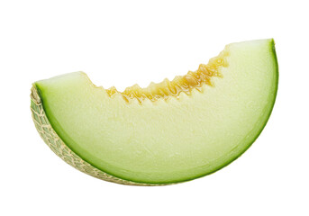 Poster - A honeydew melon slice, isolated on white background, no depth of field, sharp.
