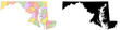 © Akhtar Ansari  - Maryland Map. Maryland administrative map, Maryland outline and counties state map set - illustration version