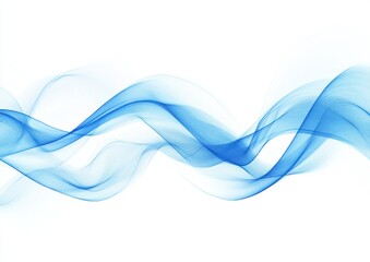 Wall Mural - Abstract blue wave flowing on white background. (2)