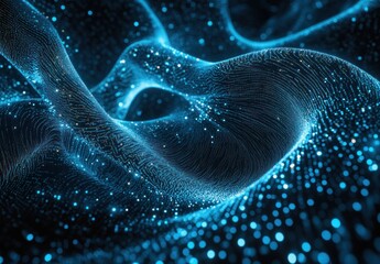 Wall Mural - Abstract blue wave of particles.