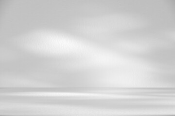 Fototapete - Wall interior background, studio and backdrops show products.with shadow from window color white and grey. background for text insertion and presentation product	