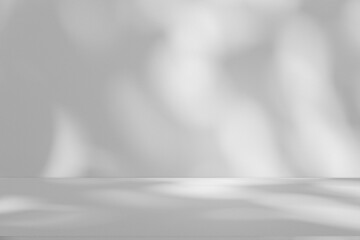 Fototapete - Wall interior background, studio and backdrops show products.with shadow from window color white and grey. background for text insertion and presentation product	
