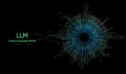 Fototapete - Illustration of abstract stream. Artificial intelligence. Big data, technology, AI, data transfer, data flow, large language model, generative AI