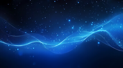 Wall Mural - mysterious dreamy blue wallpaper with glowing waves & stars