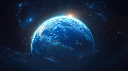 Wall Mural - earth from space: a mystical and majestic view of north america and the ocean's glow against a black