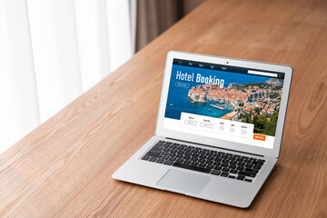 Poster - online hotel accommodation booking website provide modish reservation system . travel technology con