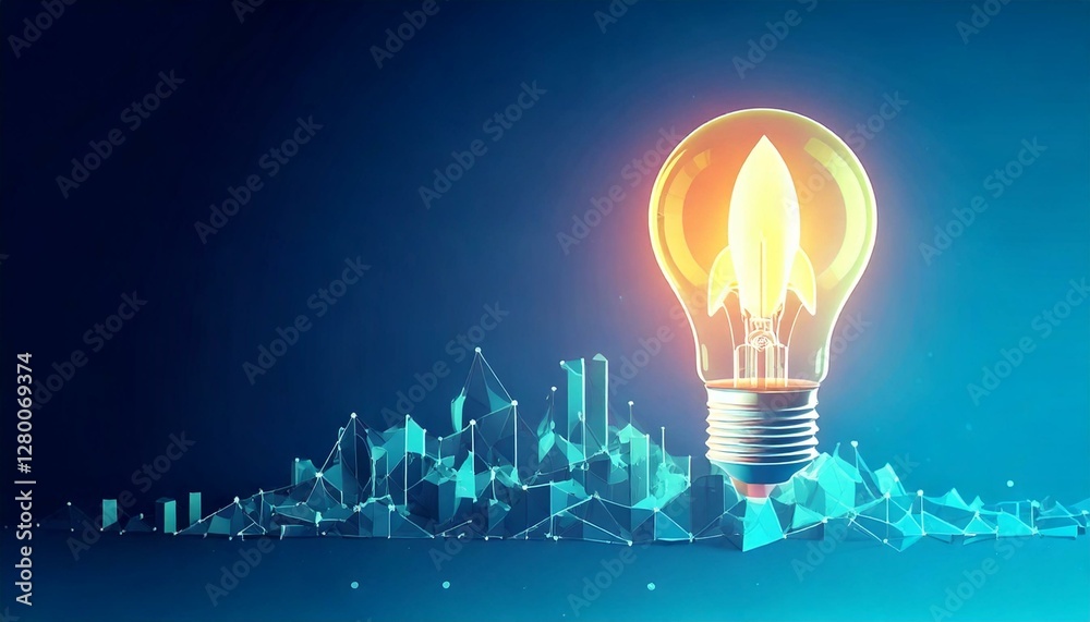 Light Bulb Development Innovative light bulb idea for growth and development in technology ...