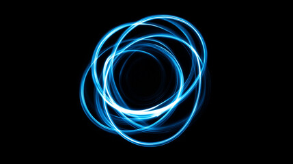 Poster - Abstract Background With Glowing Blue Rings Overlaying Each Other for Technological Concepts