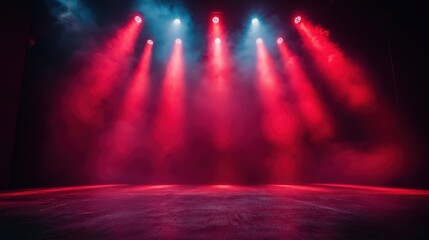 Wall Mural - Red Stage Lights created with Generative AI Technology, ai, generative