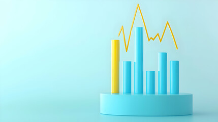 Poster - Financial growth chart showcasing a dynamic blue candlestick pattern, representing upward market trends and investment opportunities.