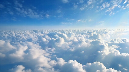 Wall Mural - vast sea of clouds under a blue sky the picture presents a breathtaking view of a vast expanse of cl