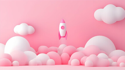 Poster - Minimalist rocket design featuring a sleek silhouette, intricate repeating patterns, and a vibrant color palette against a clean backdrop.