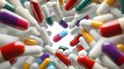 Poster - Vibrant Abstract Medicine, a colorful exploration of healthcare themes, blending dynamic shapes and hues to convey vitality and innovation.