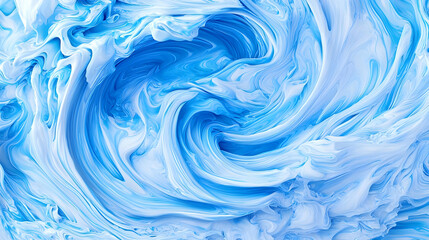 Poster - Abstract blue light waves and particles create a mesmerizing visual experience, evoking a sense of fluidity and dynamic energy in motion.