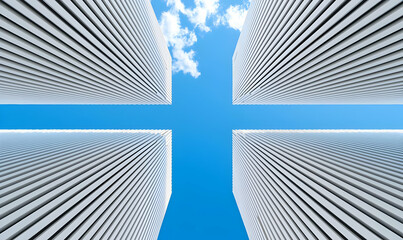 Poster - Abstract light play on linear walls, creating a dynamic interplay of shadows and highlights in a modern architectural setting.