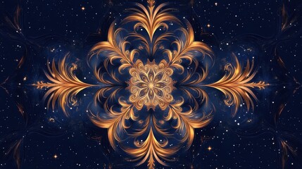 Wall Mural - golden celestial mandala a cosmic floral design