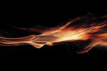 Wall Mural - Abstract fiery orange wave flowing in dark space