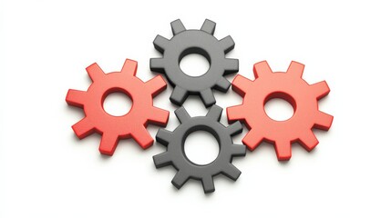 Poster - Colorful interlocking gears arranged on a white background, symbolizing teamwork and collaboration