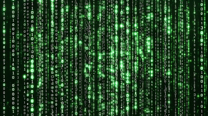 Poster - Digital Matrix, a grid of binary code illuminated against a dark backdrop, evokes the essence of technology and data processing in a modern era.