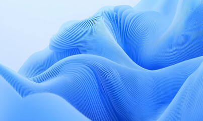 Poster - Blue abstract wave design flowing gracefully against a clean white backdrop, evoking a sense of calm and fluidity, ideal for modern aesthetics.