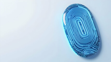 Poster - Digital fingerprint design, intricate blue patterns intertwining with circuit lines, symbolizing technology and identity in a modern context.