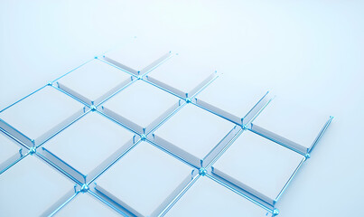 Poster - Digital Network Design, intricate blue lines and dots create a dynamic grid structure, symbolizing connectivity and technology's evolution.