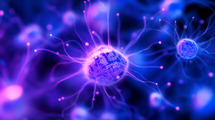 Poster - Abstract brain cell network illustration for medical research