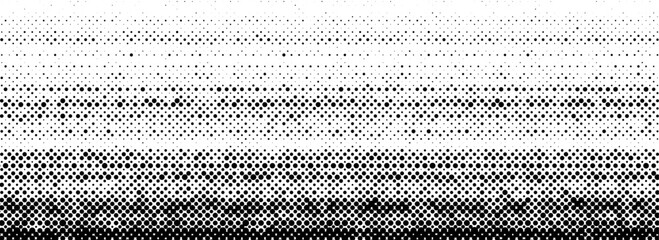 Poster - Grunge halftone scratched background. Fading grit noise texture. Dotted pop art sandy wallpaper. Retro pixelated backdrop. Anime or manga style comic overlay. Vector horizontal halfton glitch template