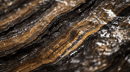 Poster - Abstract wavy gold and black textured surface
