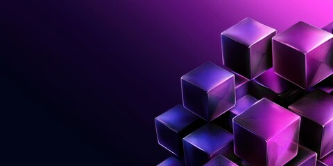 Poster - A vibrant abstract design featuring 3D cubes, illuminated in shades of purple and blue against a dark background.