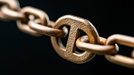 Poster - A close-up view of a textured metallic chain link against a dark background, showcasing its intricate details and craftsmanship.