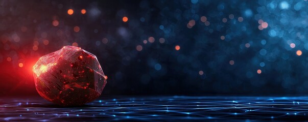Aufkleber - A glowing, textured orb sits against a dark background, surrounded by soft bokeh lights, creating a mystical and futuristic atmosphere.