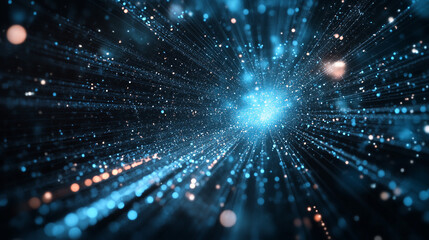 Poster - Futuristic data stream visualization for technology and data analysis background