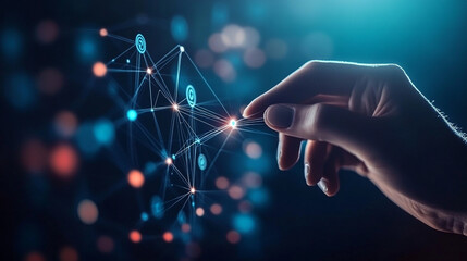 Poster - Hand touching virtual network connection technology