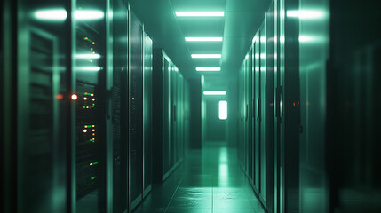 Poster - Data center server room for cloud computing and IT networks