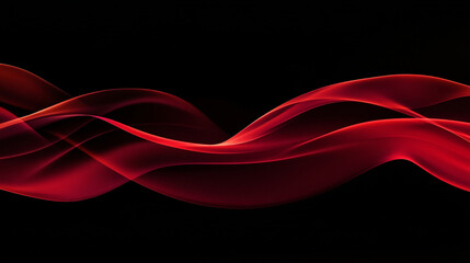 Poster - Abstract Red Ribbon Waves on Black Background for modern design projects